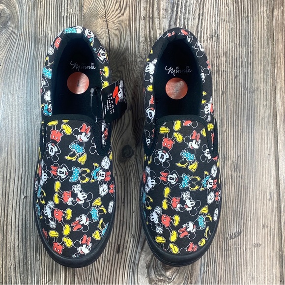 Disney Mickey and Minnie Mouse Women's Size 7 Black Canvas Slip On Sneakers - Picture 3 of 13